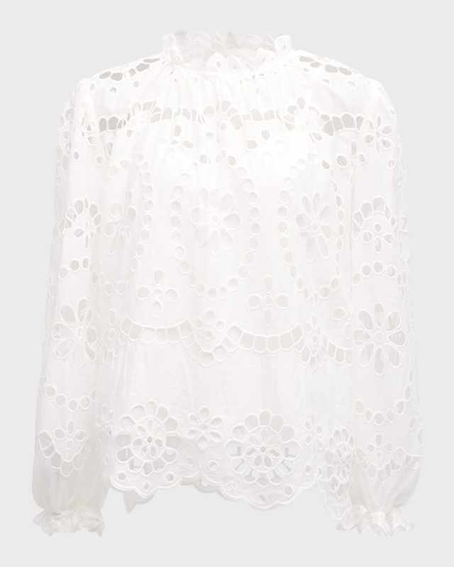 Lexi Long-Sleeve Embroidered Blouse